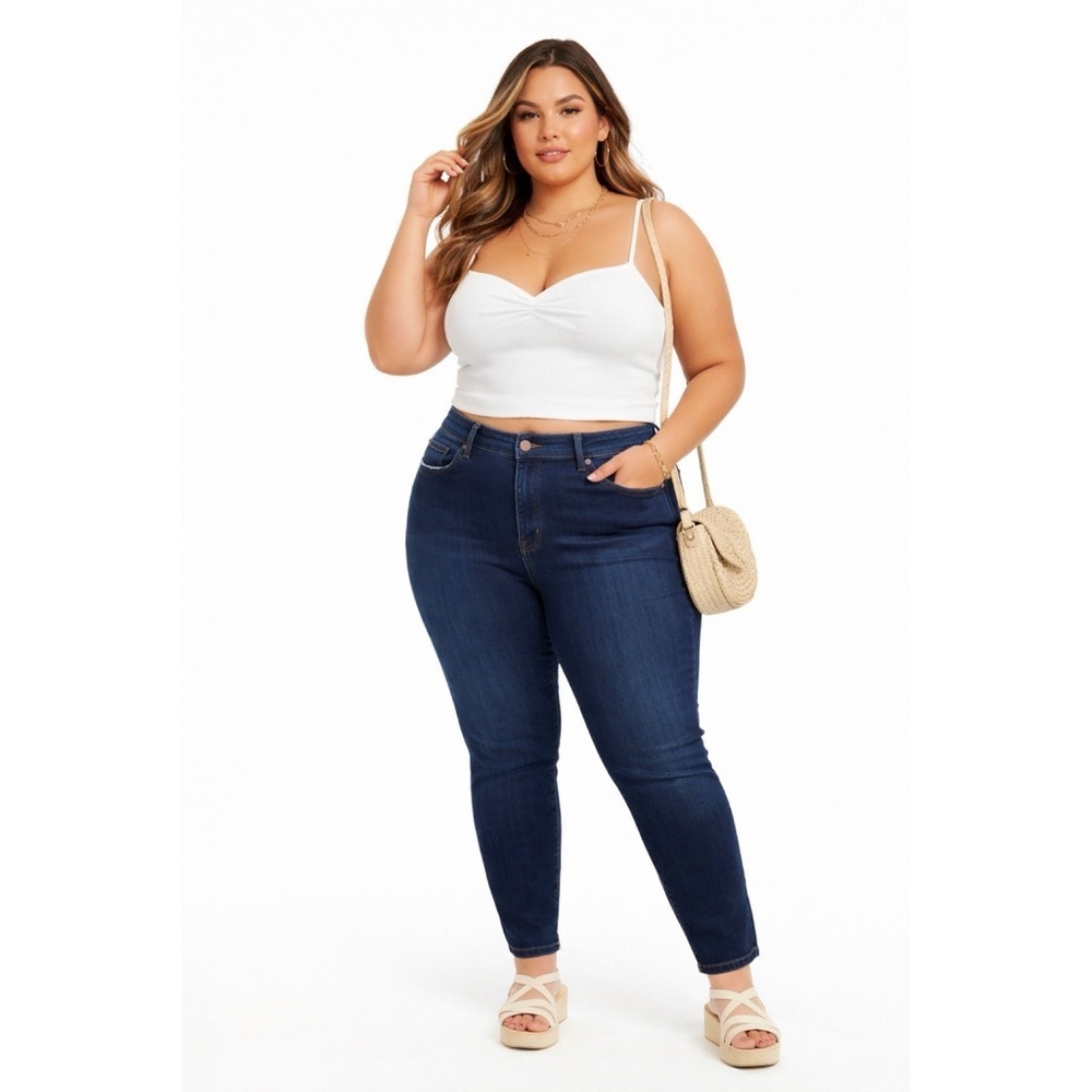 JUDY BLUE Dark Wash Hi Rise Skinny Jeans - Picture 2 of 6